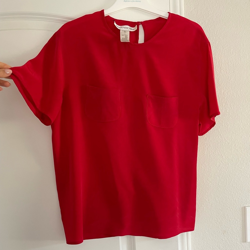 Jones New York Red Silk Top